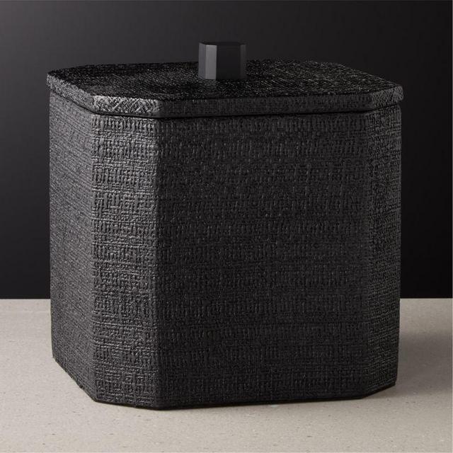 Rene Lacquered Linen Matte Black Ice Bucket