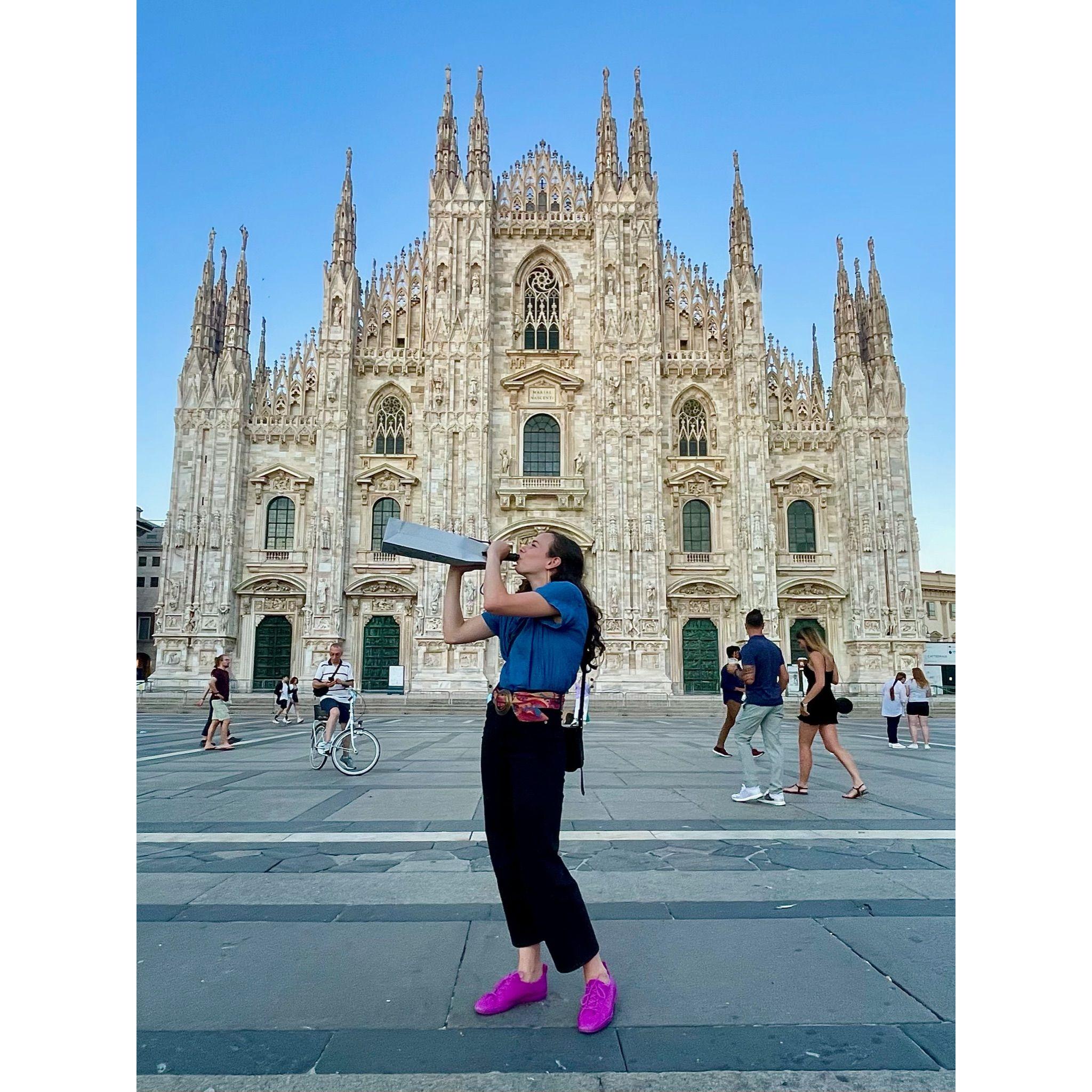 A brief visit to Milan before embarking on our bike trip across the Dolomites! We decided there was no more appropriate place to crack a bottle of sparkling Rose than the Duomo. August, 2021