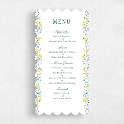White Scalloped Wedding Menu - Brume