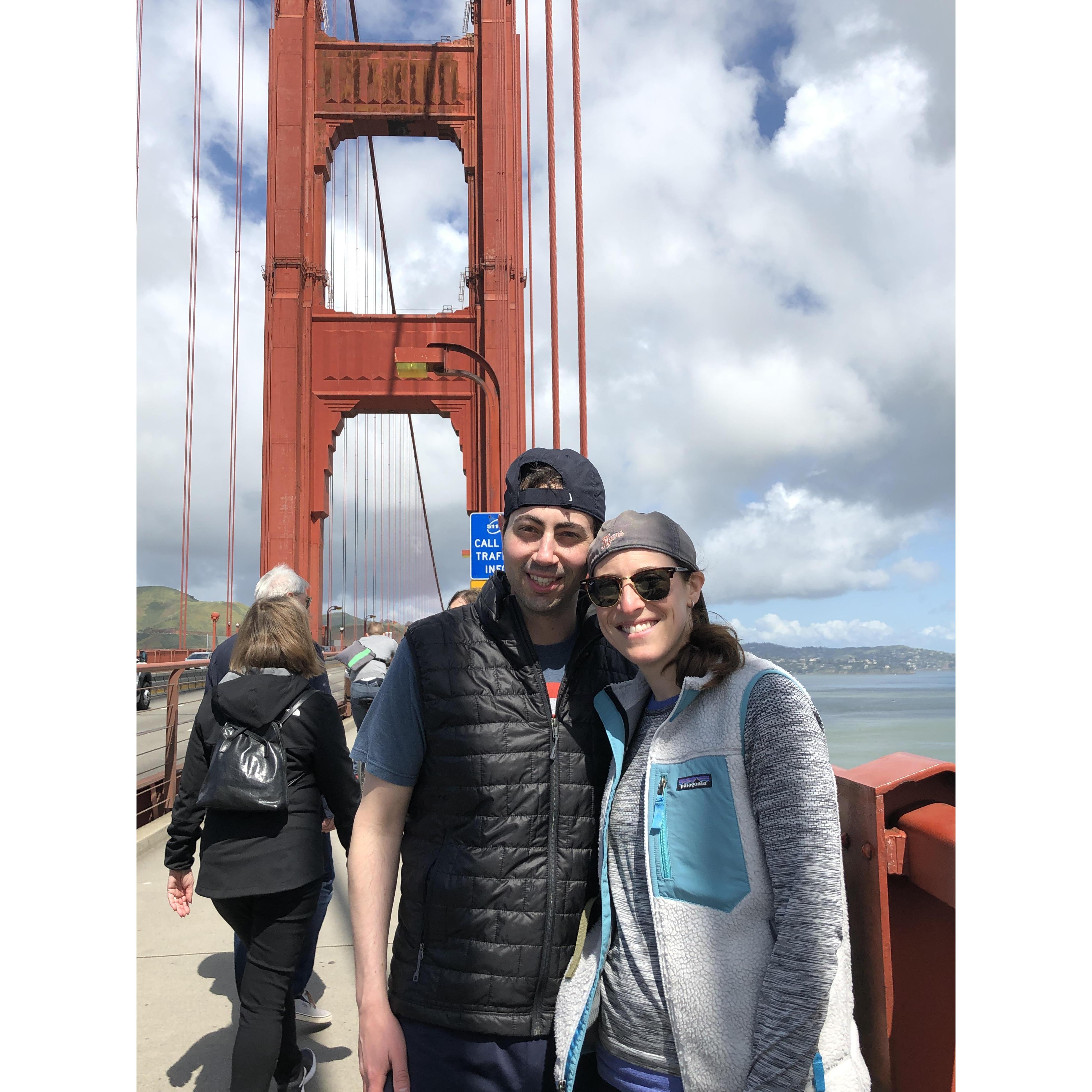 biking across the Golden Gate Bridge in SF, March 2019