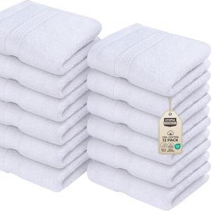 Utopia Towels 12 Pack Premium Wash Cloths Set, 12 by 12 Inches, 100% Cotton Ring Spun, Highly Absorbent and Soft Feel Essential Washcloths for Bathroom, Spa, Gym, and Face, White