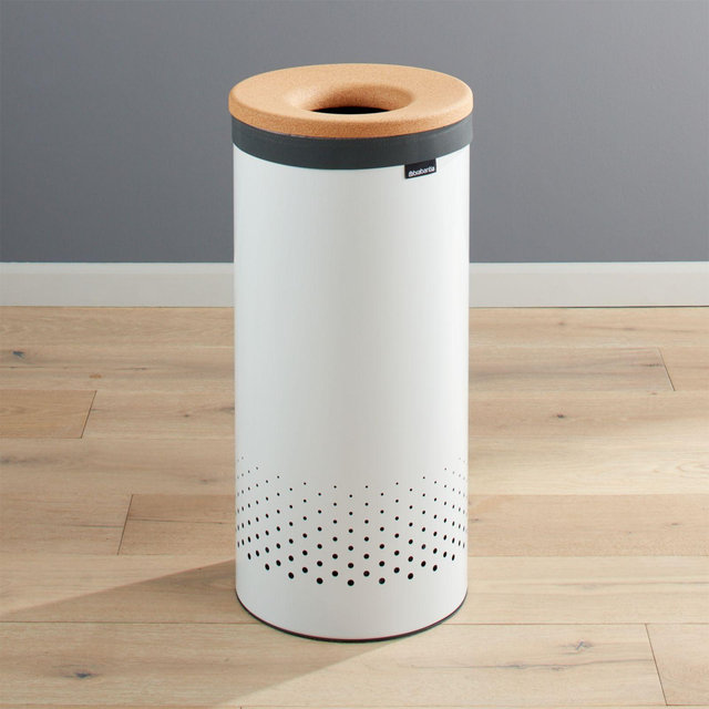 Brabantia White 35-Liter Laundry Bin with Cork Lid