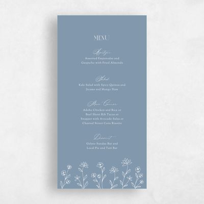 Storm Blue Wedding Menu - Durham