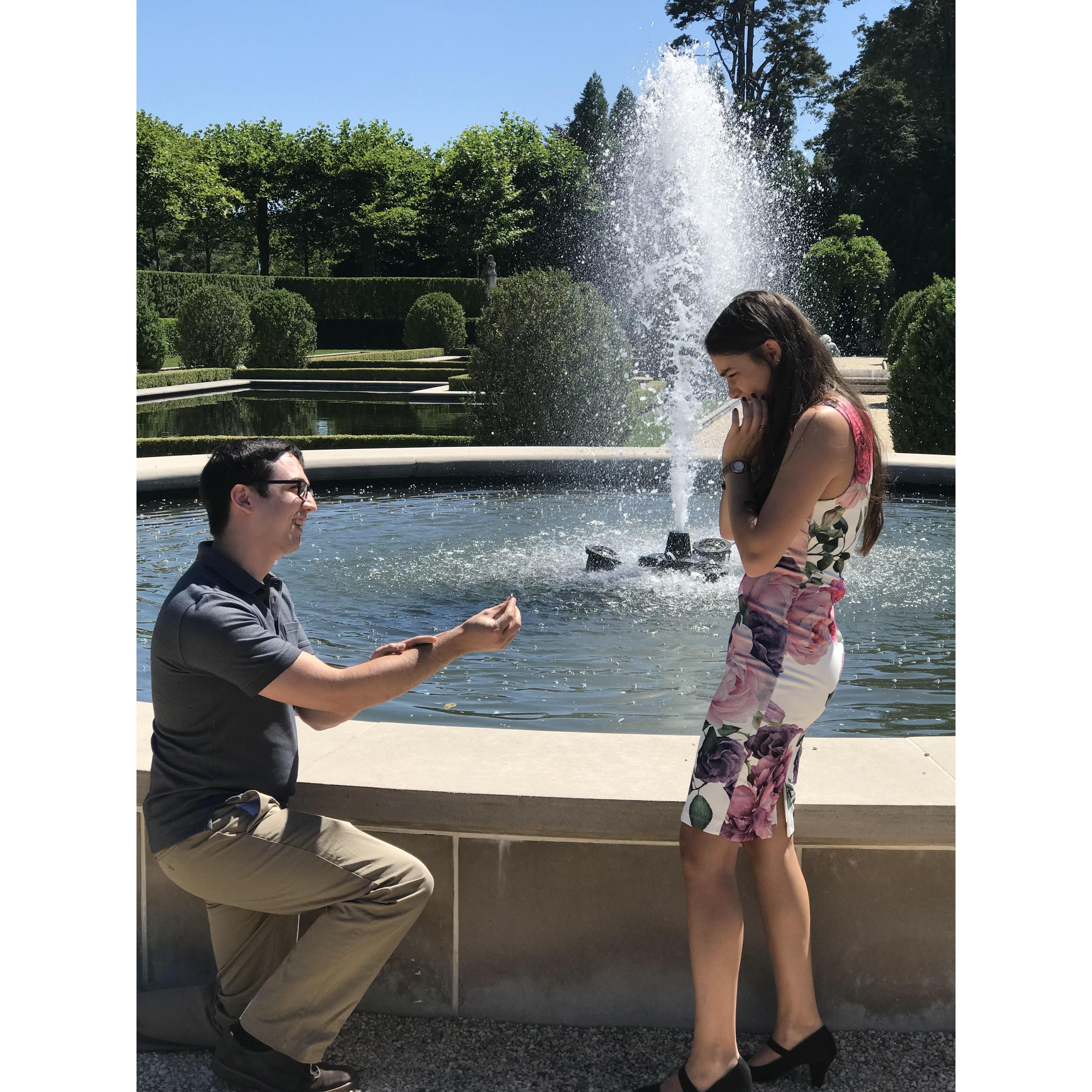 Getting engaged at Oheka Castle on Long Island. July 19th, 2018