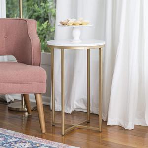 Walker Edison Furniture Company - WE Furniture 16" Round Side Table - Faux Marble/Gold