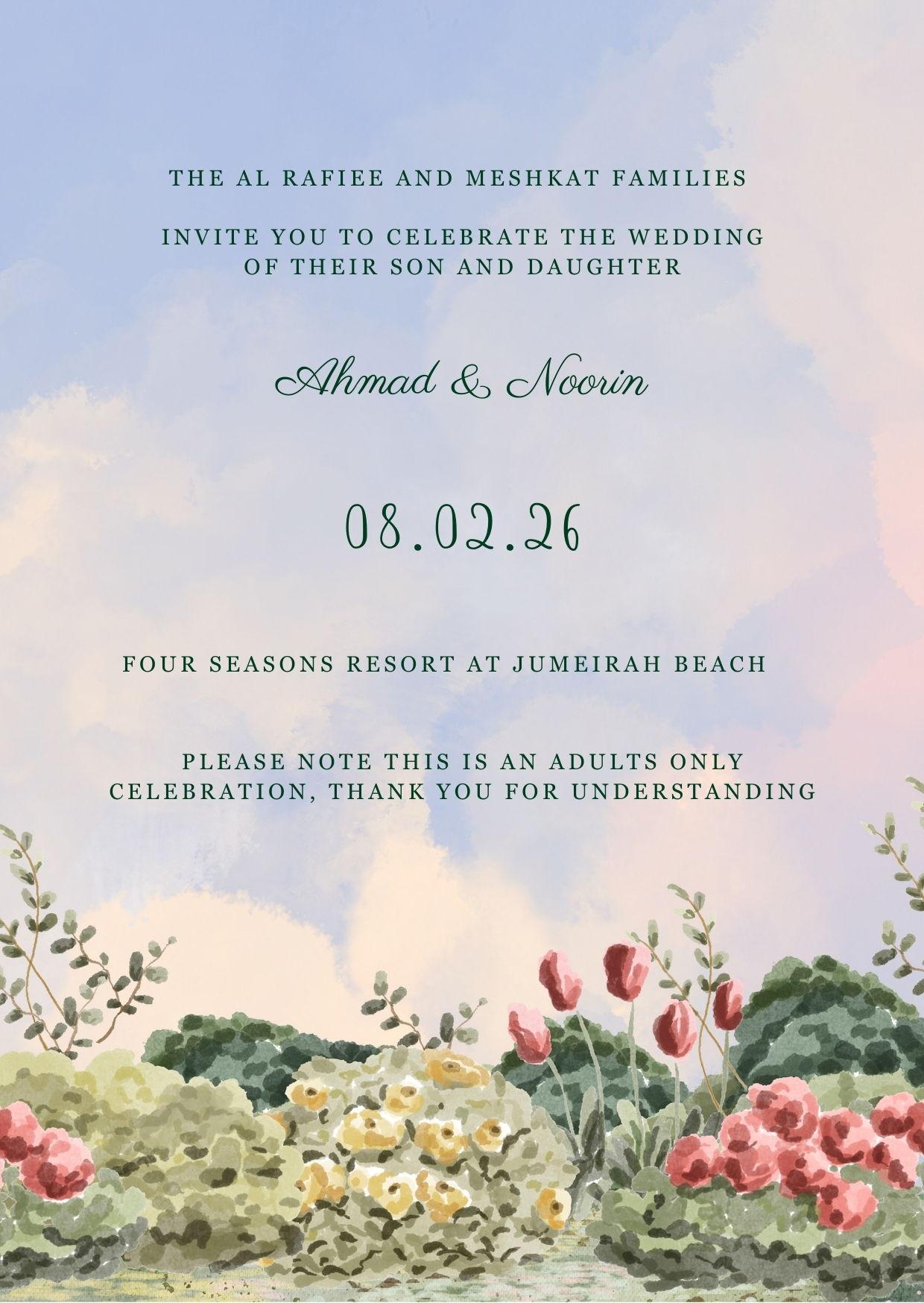 The Wedding Website of Noorin Meshkat and Ahmad Al Rafiee