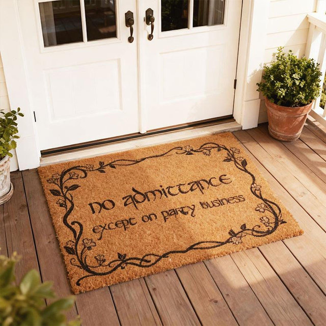 No Admittance Except on Party Business Doormat, Funny Movie Home Doormat,Lord of the Rings Doormat,The Hobbit Door Mat,Nerdy Home Office Art