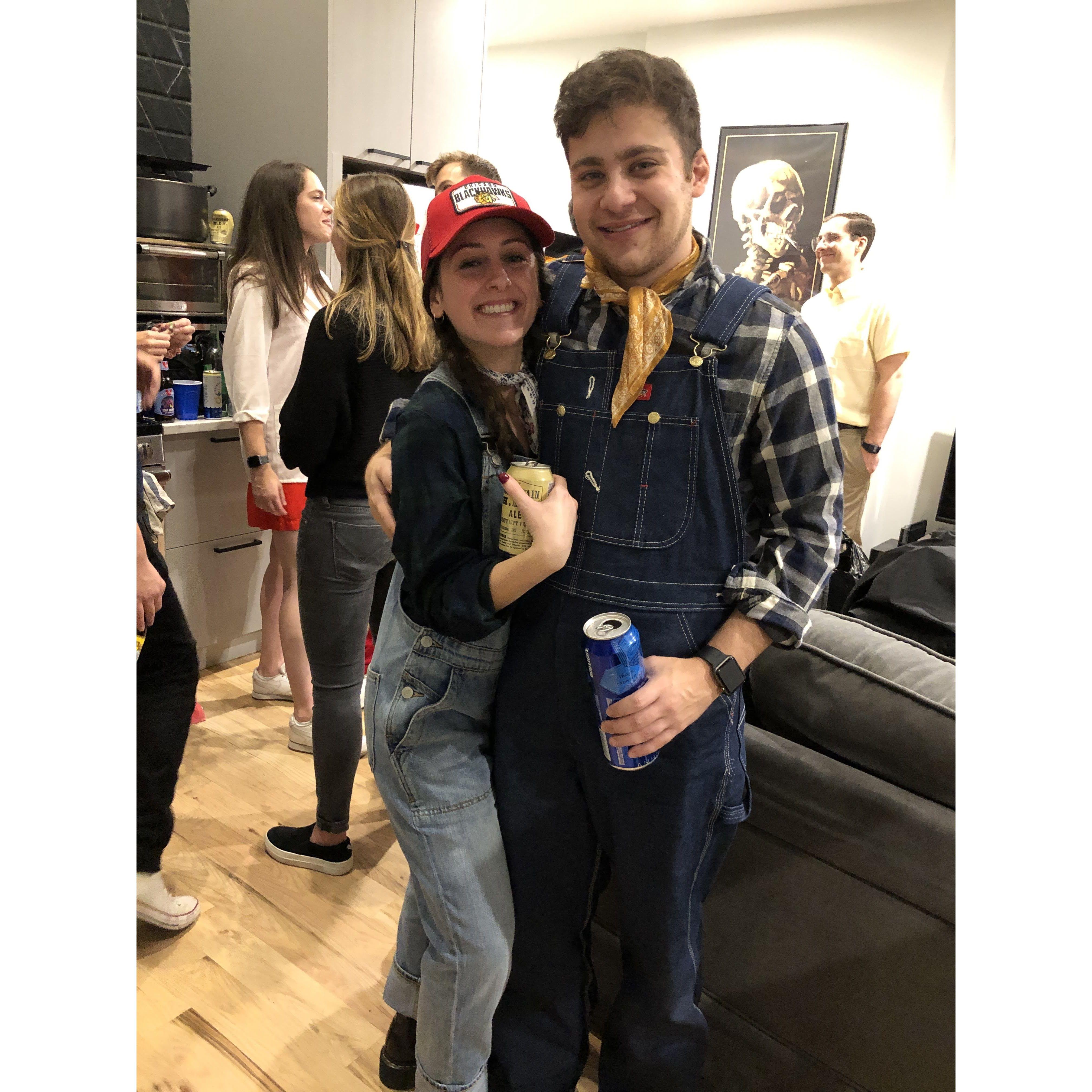 Dressed up as Trucker Cowboys for our first Halloween as a real couple