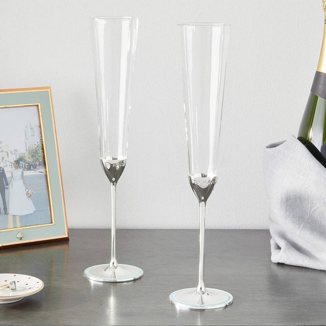 Kate Spade New York Take The Cake 2-Piece Champagne Flute Set, 2 Count (Pack of 1), Clear