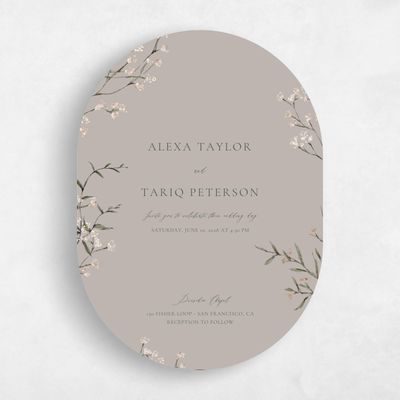 Greige, Brown Wedding Invitation - Sweetbay Portrait