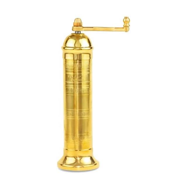 Alexander Home The Original Greek Salt Mill 8 Inch Tall | European Salt Mill Grinder with Crank Handle | Manual Salt Grinder | Salt Refillable - Brass