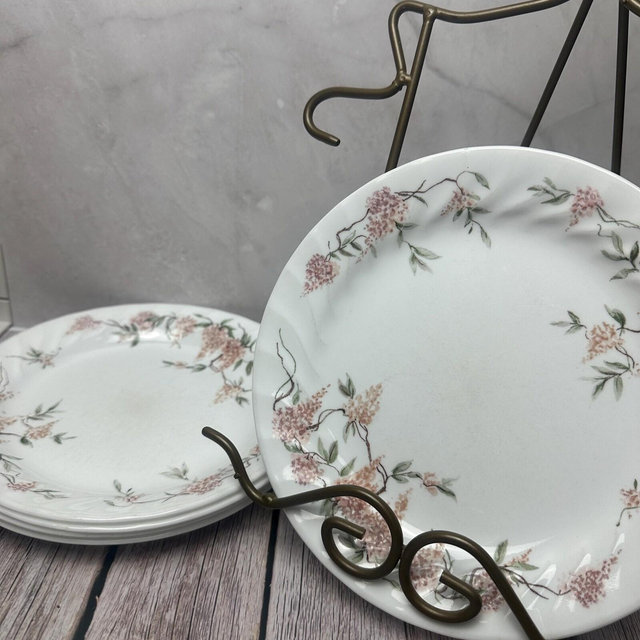 Set of 6 Corelle Wisteria Bread, Salad, Desert Plates – Vintage Floral Dinnerware - Retired Pattern - Replacement Pieces