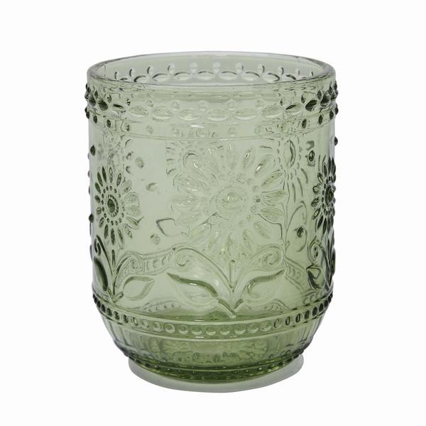 Embossed Green Drinking Glass