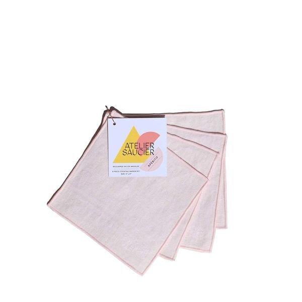 ATELIER SAUCIER Blush Linen Cocktail Napkins, Set of 4