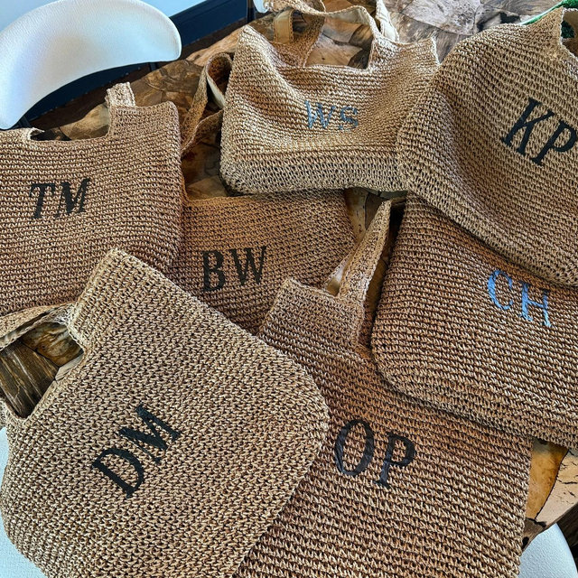 Personalized Beach Bags| Custom Bags| Straw Bags with Zipper| Custom Gift|