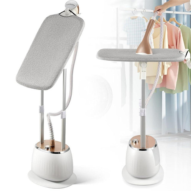 Hapyvergo Standing Garment Steamer with 1800w Power, 54 fl.oz Water Tank for 1-Hour Continuous Steaming, 10-Level Steam Adjustment for Flat Hanging & Diagonal Ironing