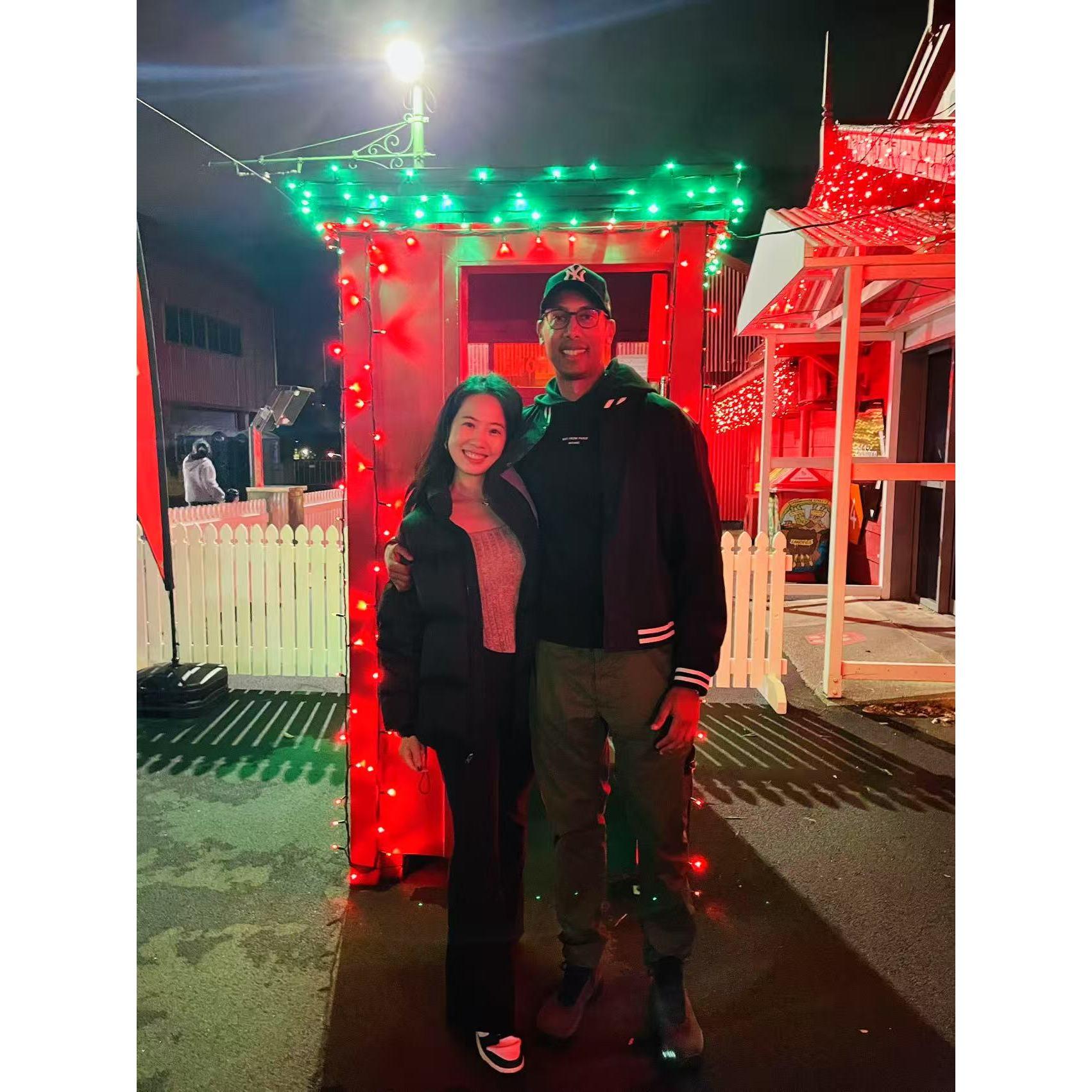 “Under the lights, where magic met love ✨” Just the two of us, glowing in our favorite moment.