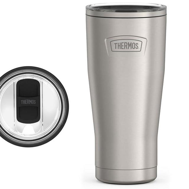 THERMOS ICON SERIES, Stainless Steel Cold Tumbler with Slide Lock, 24 Ounce, Matte Stainless Steel