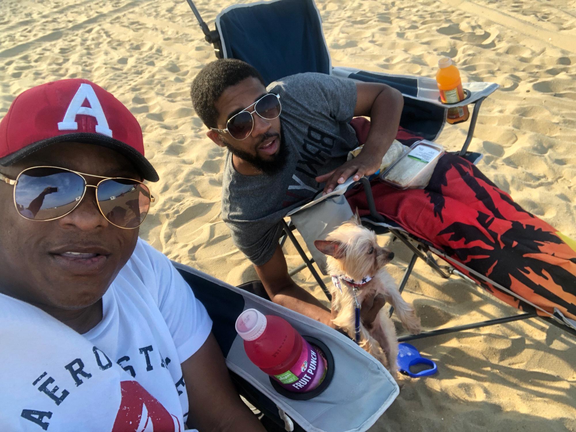 Enjoying the beach with "teddy"
