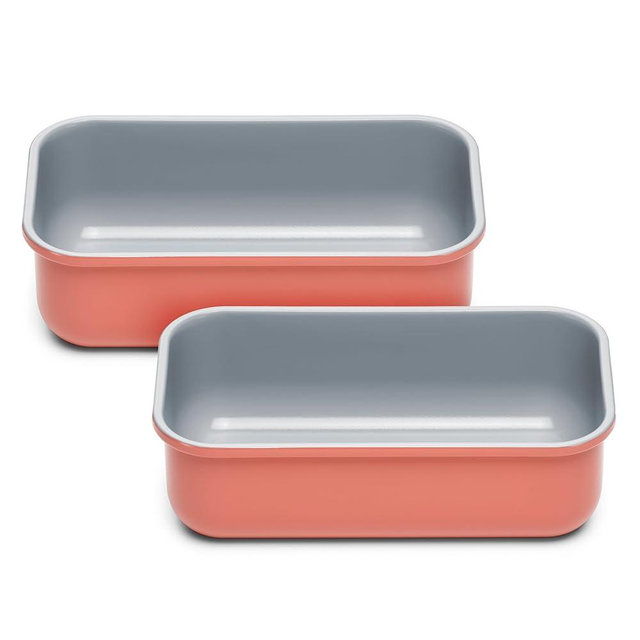 Caraway Non-Stick Ceramic 1 lb Loaf Pan Duo - Naturally Slick Ceramic Coating - Non-Toxic, PTFE & PFOA Free - Perfect for Pound Cakes, Breads, & More - Perracotta