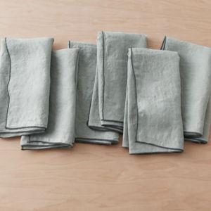 STONEWASHED LINEN NAPKINS - SET OF 6 -- Seaglass