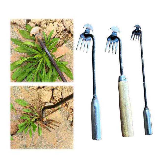 3 Pcs 2023 New Weeding Artifact Uprooting Weeding Tool, Premium Manganese Steel Forged Weed Puller 4 Teeth Dual Purpose Weeder, High Strength Hand Remover Tool for Garden (A+B+C)