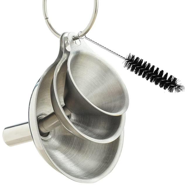 Delove Small Funnel for Filling Bottles - Stainless Steel Funnel Set for Kitchen Liquids,Essentail Oil,Powders -Medium/Small/Mini Size - Food Grade - 3 Pack(Small)