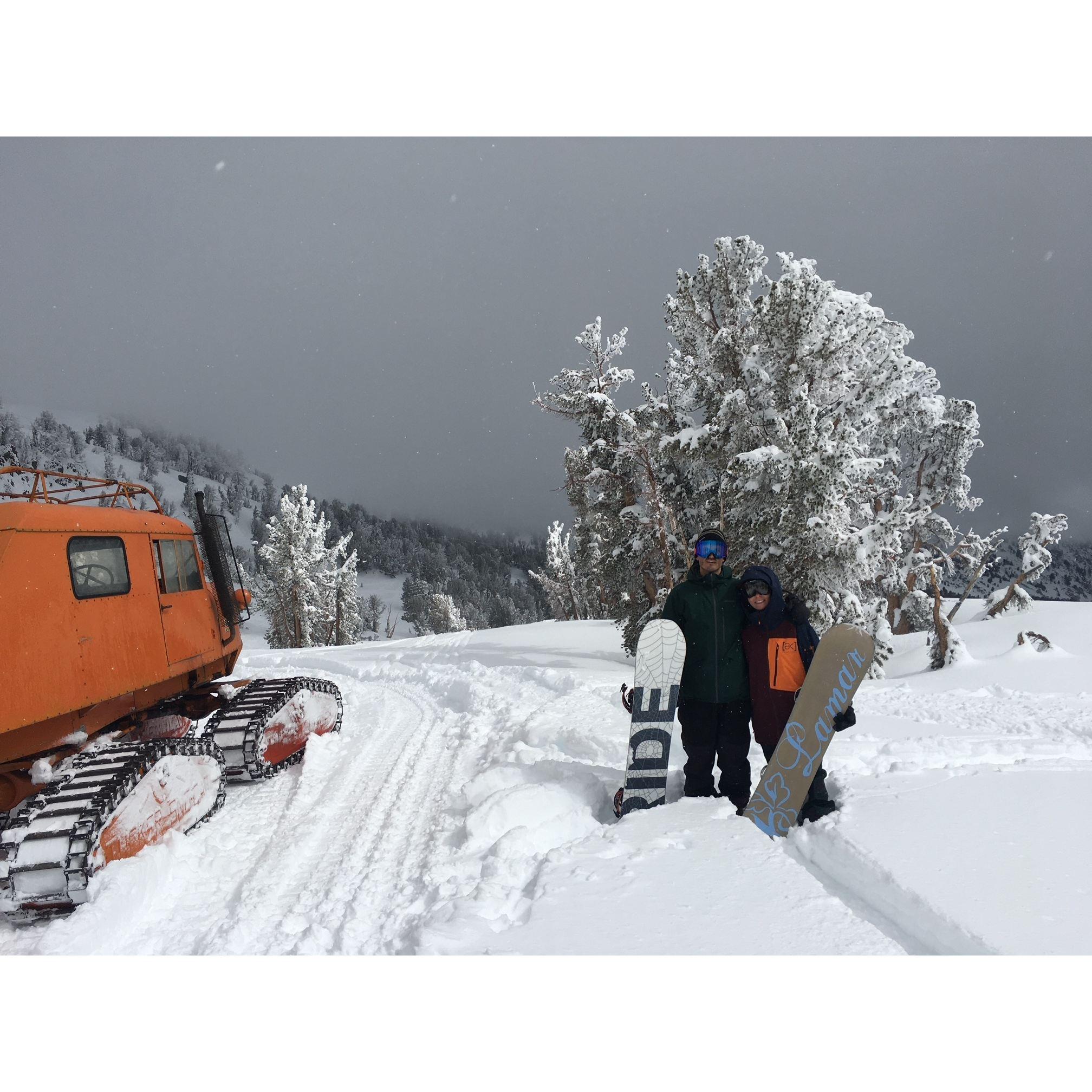 Snow Cat Snowboarding in the Mountains around Lake Tahoe