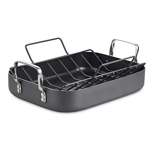 Cooks Standard 02672 Hard Anodized Nonstick Bakeware Roaster with rack, 16-inch x 12-inch, Black