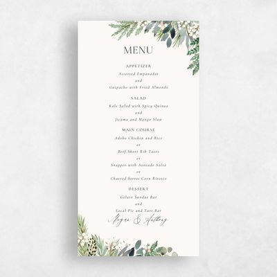 Green Greenery Wedding Menu - Winslow