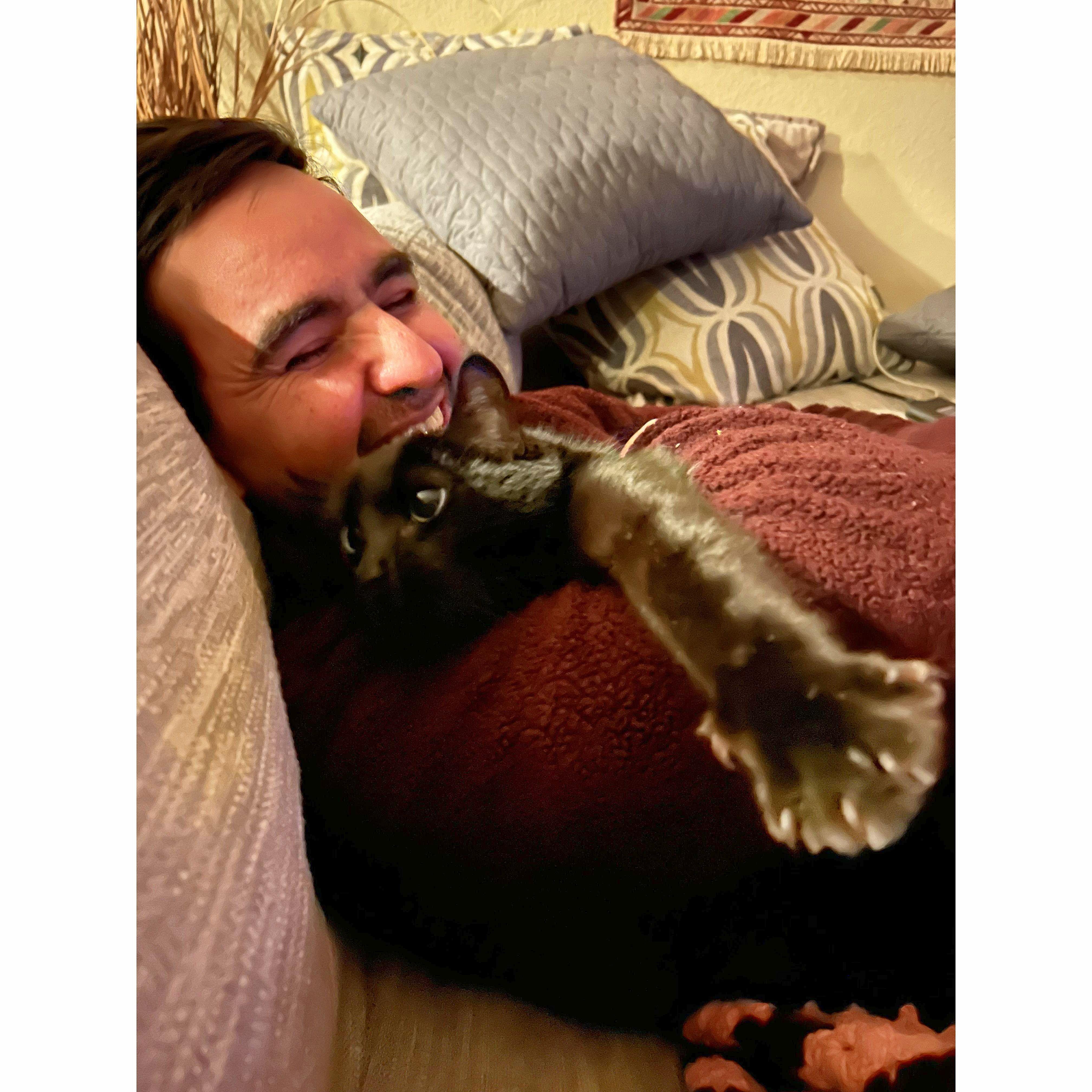 Nothing sweeter than this man and his cat!