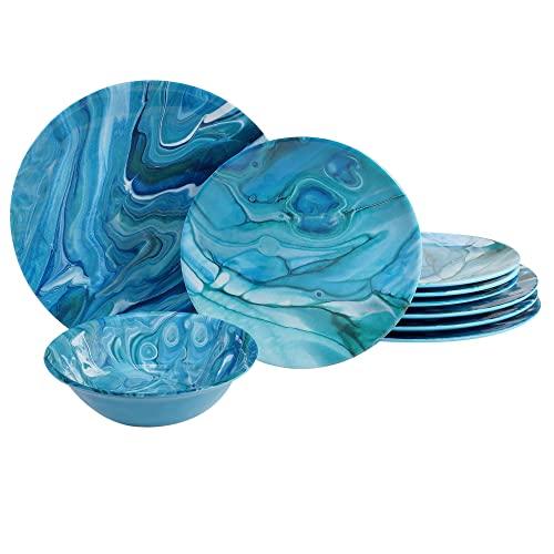 Certified International Fluidity 12 piece Melamine Dinnerware Set, Service for 4, Multi Colored