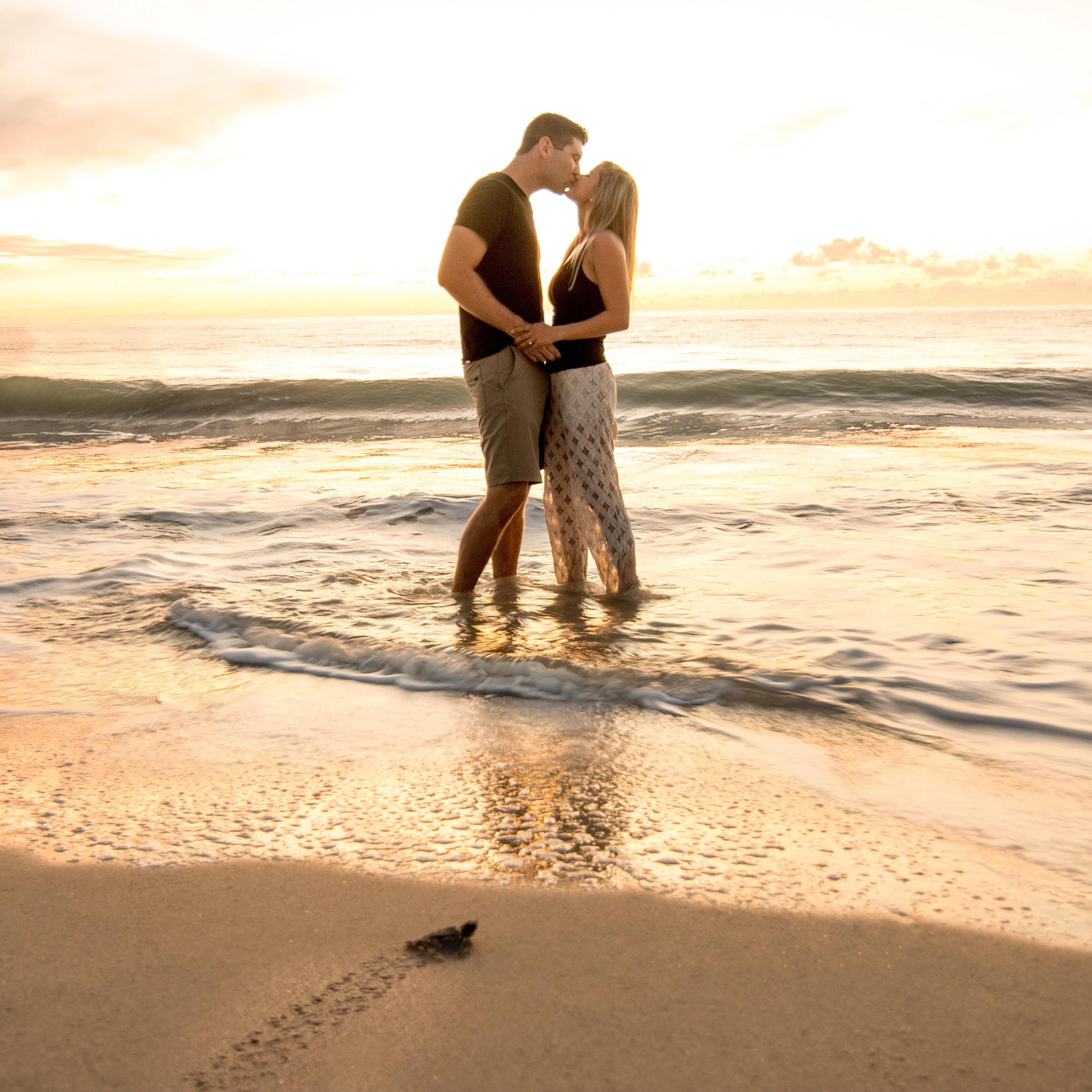 We had the unique opportunity to do an engagement/save the date photo shoot the same morning Amanda was required to release hatchlings from her previous survey. MTP#20-261. No turtles were harmed!