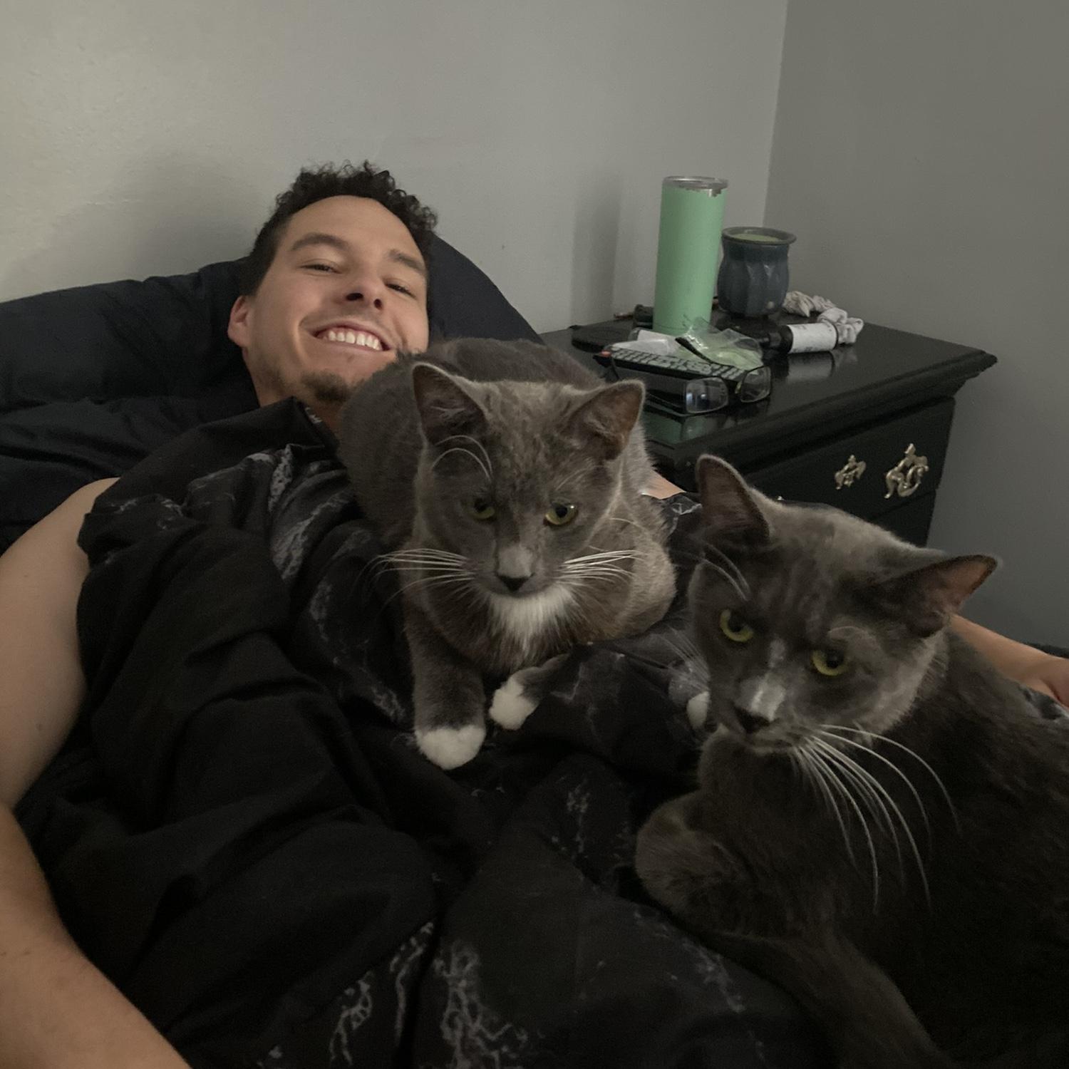 Our first Christmas! Jay got Dev their babies, Stella and Shorty!