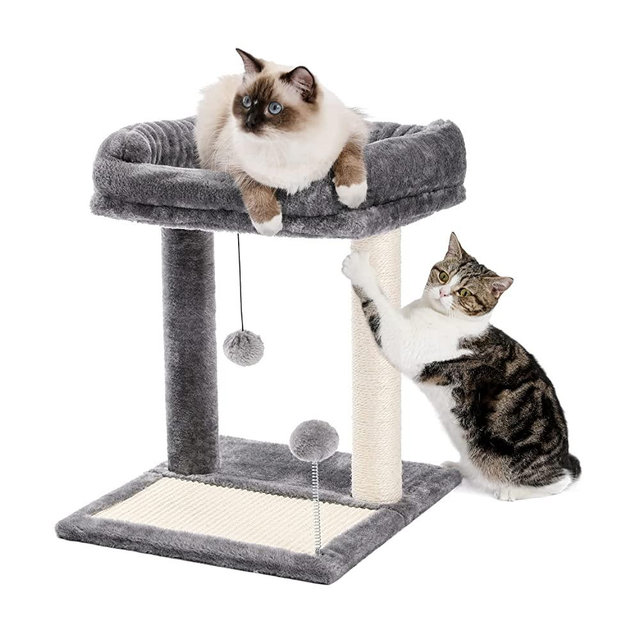 PAWZ Road Cat Scratching Post and Pad, Featuring with Soft Perch Sisal-Covered Scratch Posts and Pads with Play Ball Great for Kittens and Cats