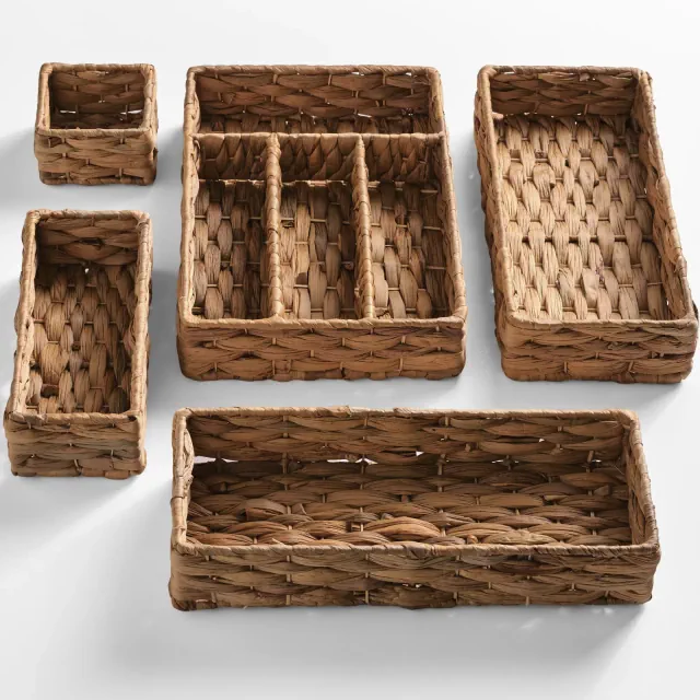 Best Choice Products 5PC Flatware Organizer Set, Woven Modular Silverware & Utensil Drawer Organizer Trays - Chestnut