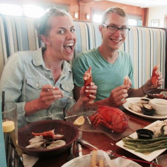 Eating lobster in Rhode Island!