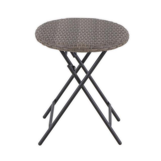 Barrington Wicker Round Folding Patio Accent Table in Natural Brown