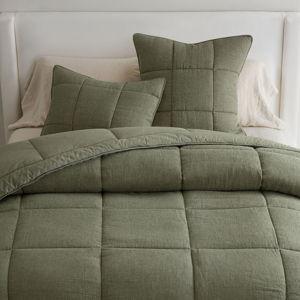 European Flax Linen Waffle Comforter, King/Cal. King, Loden