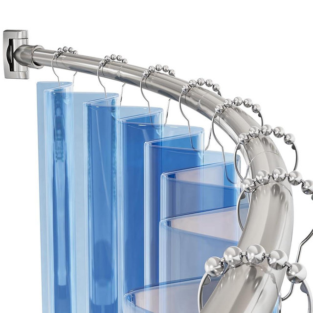 AmazerBath Arched Curved Shower Curtain Rod, 20-79 Inches Heavy Duty Shower Rod Rust Proof Bathroom Curtain Rod, Adjustable Telescoping Design Easy Segmented Installation, Need to Drill, Nickel