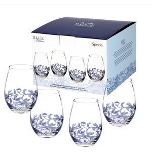 Blue Italian Stemless Wine Glasses Set of 4