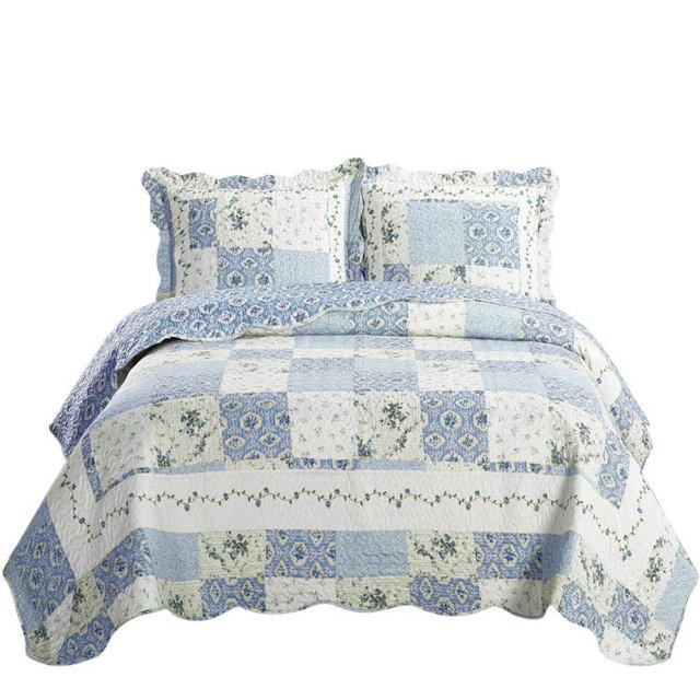 Royal Hotel Bedding Brea Oversized Coverlet Set, Luxury Printed Design Quilt, Bedspread - Filled Quilts - Fits Pillow top Mattresses - 3PC Set - Queen Size