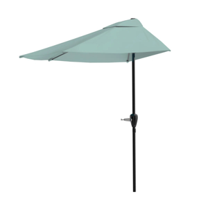 Half Umbrella Outdoor Patio Shade - 9 ft Patio Umbrella with Easy Crank - Small Canopy for Balcony, Table, or Deck by Pure Garden (Dusty Green) - Dusty Green