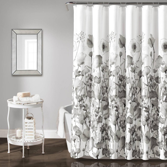 72"x72" Zuri Flora Shower Curtain Light Gray - Lush Décor