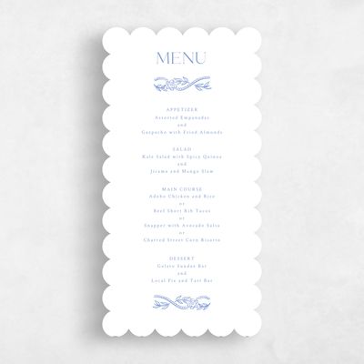Blue Scalloped Wedding Menu - Estella