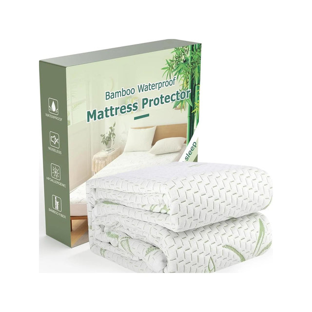 Hoey Queen Waterproof Mattress Protector – Bamboo Rayon, Soft, Breathable, Cooling Fitted Cover, Fits Up to 21" Deep Pocket