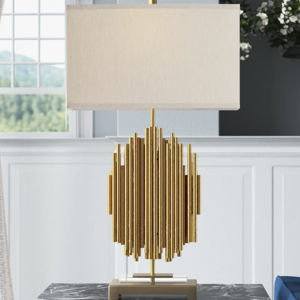 Astrid 30.5" H Metal Table Lamp with Linen Rectangular Shade