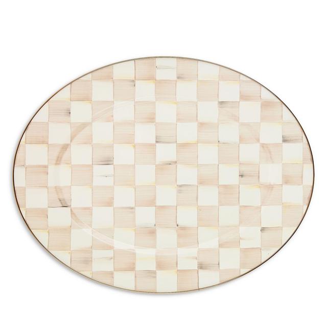 MacKenzie-Childs Mocha Check Large Oval Platter