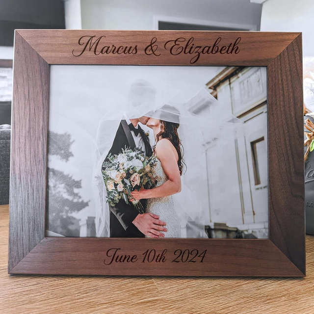 Custom Personalized Photo Frame - Custom Engraved Wood Picture Frame - Custom Wedding Frame - Newlywed Gift - Mothers Day Gift