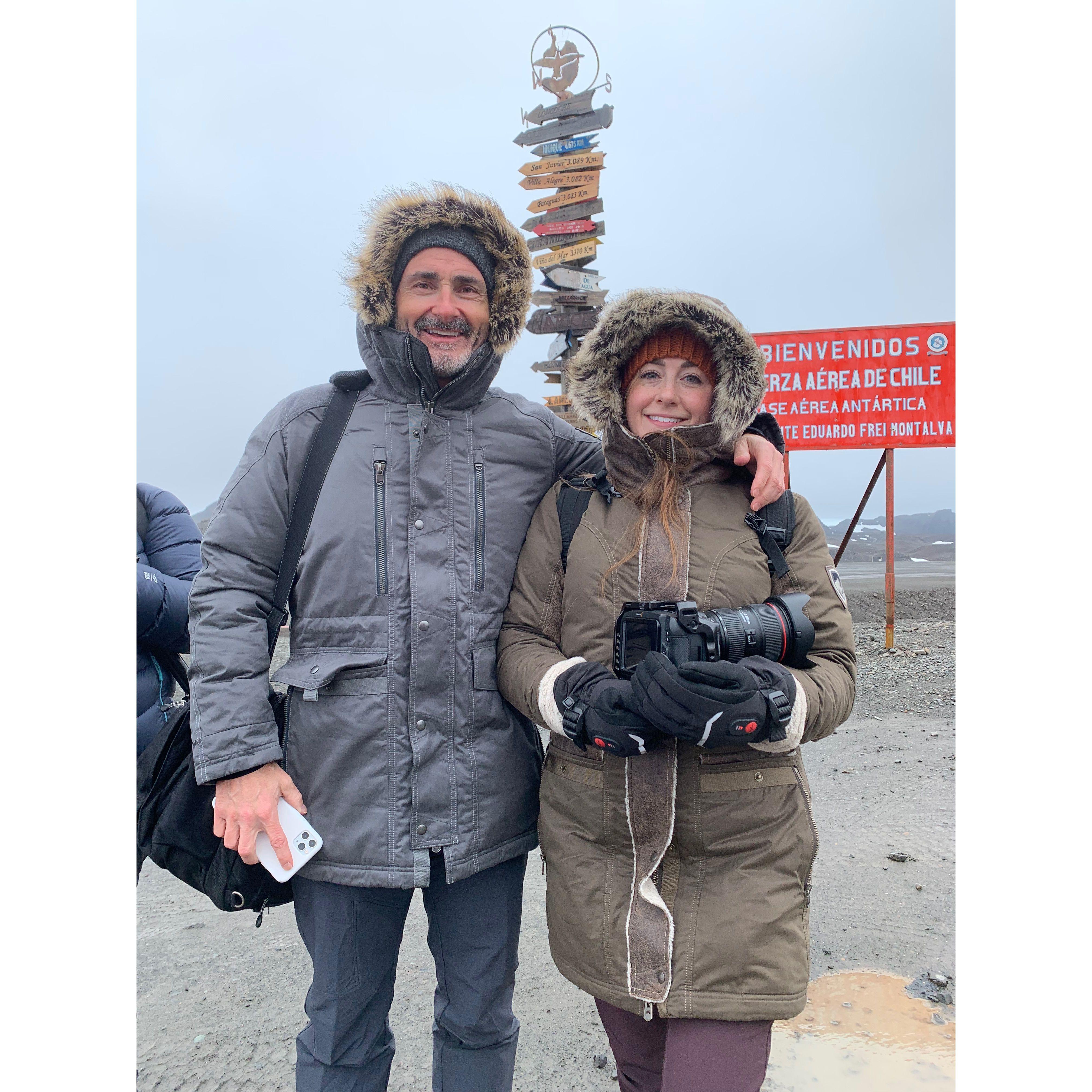 This is our first ever pic together in Antarctica at Frei Station